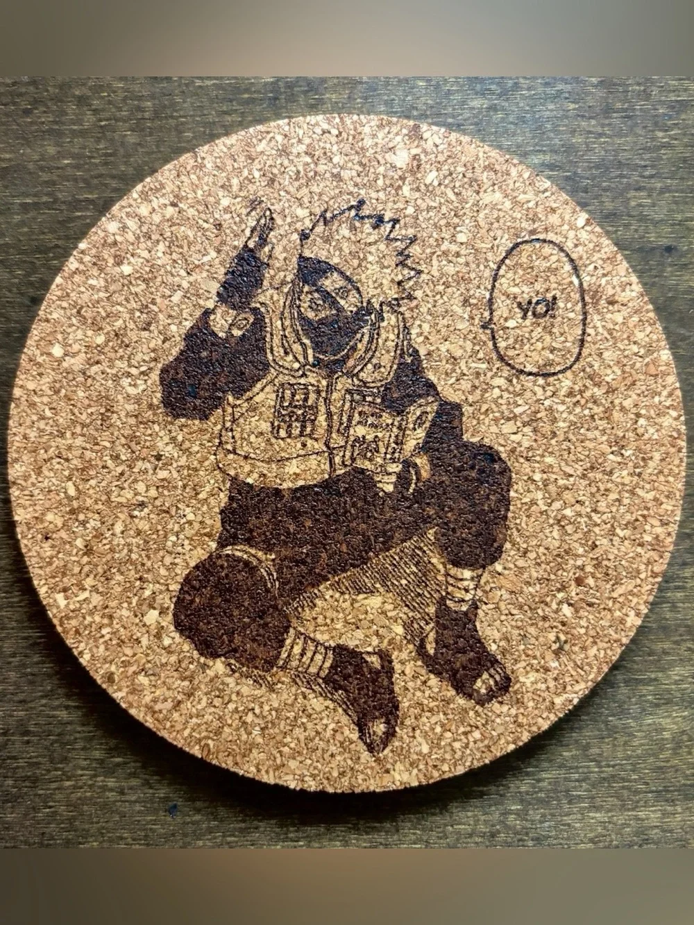 Naruto Kakashi Laser Engraved Cork Coasters Lot of 5